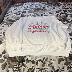 White Graphic Women's Crew Neck Sweater